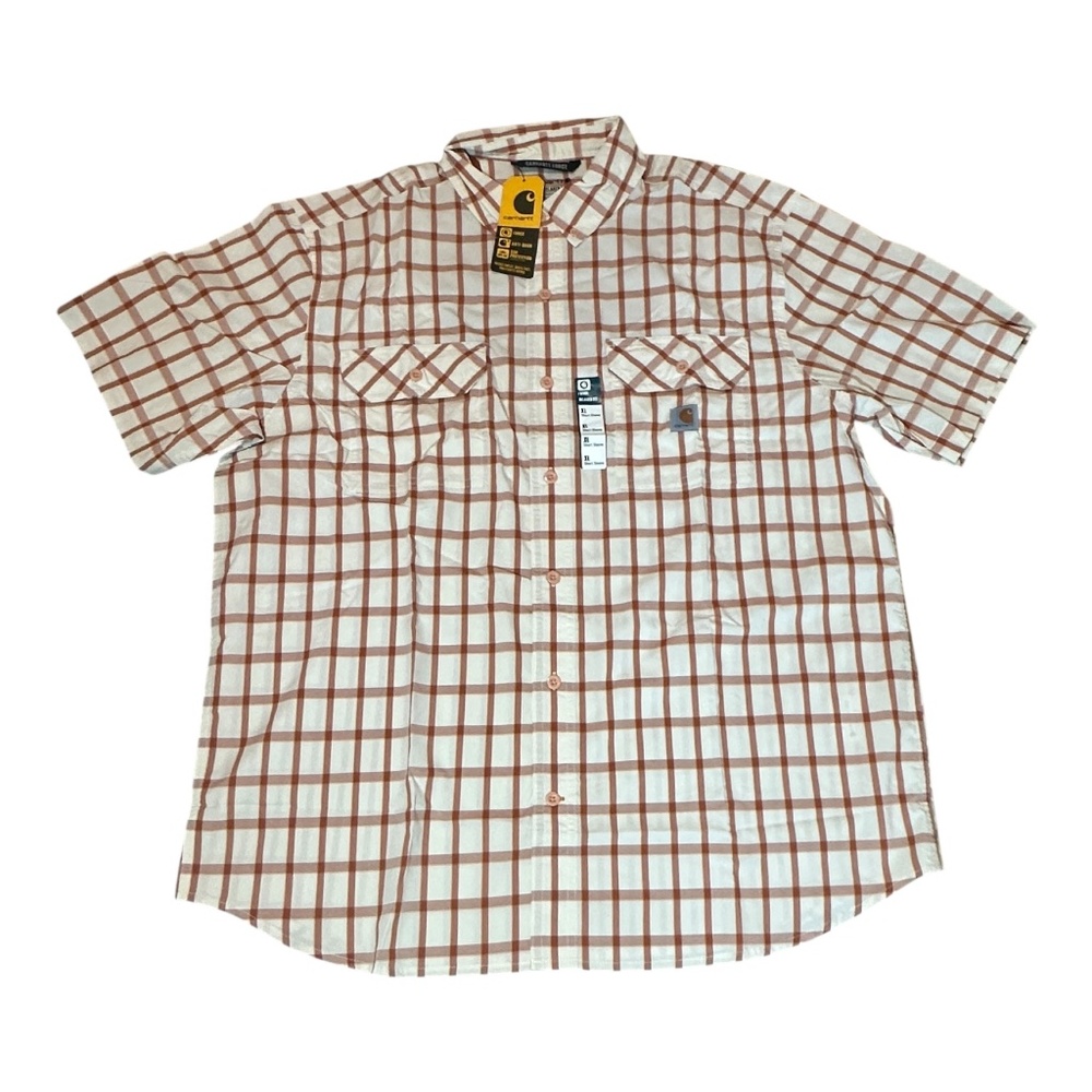 Carhartt 105187 227 Burnt Clay Force Relaxed Fit Plaid Short Sleeve Shirt XL